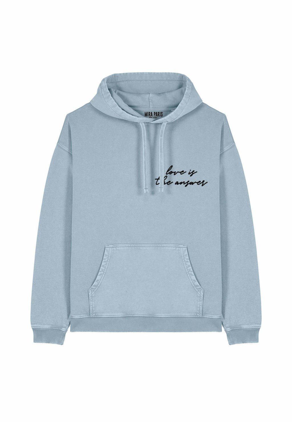 

Толстовка LOVE IS THE ANSWER EMBROIDERY UNISEX VINTAGE - Hoodie Mira Paris, светло-голубой