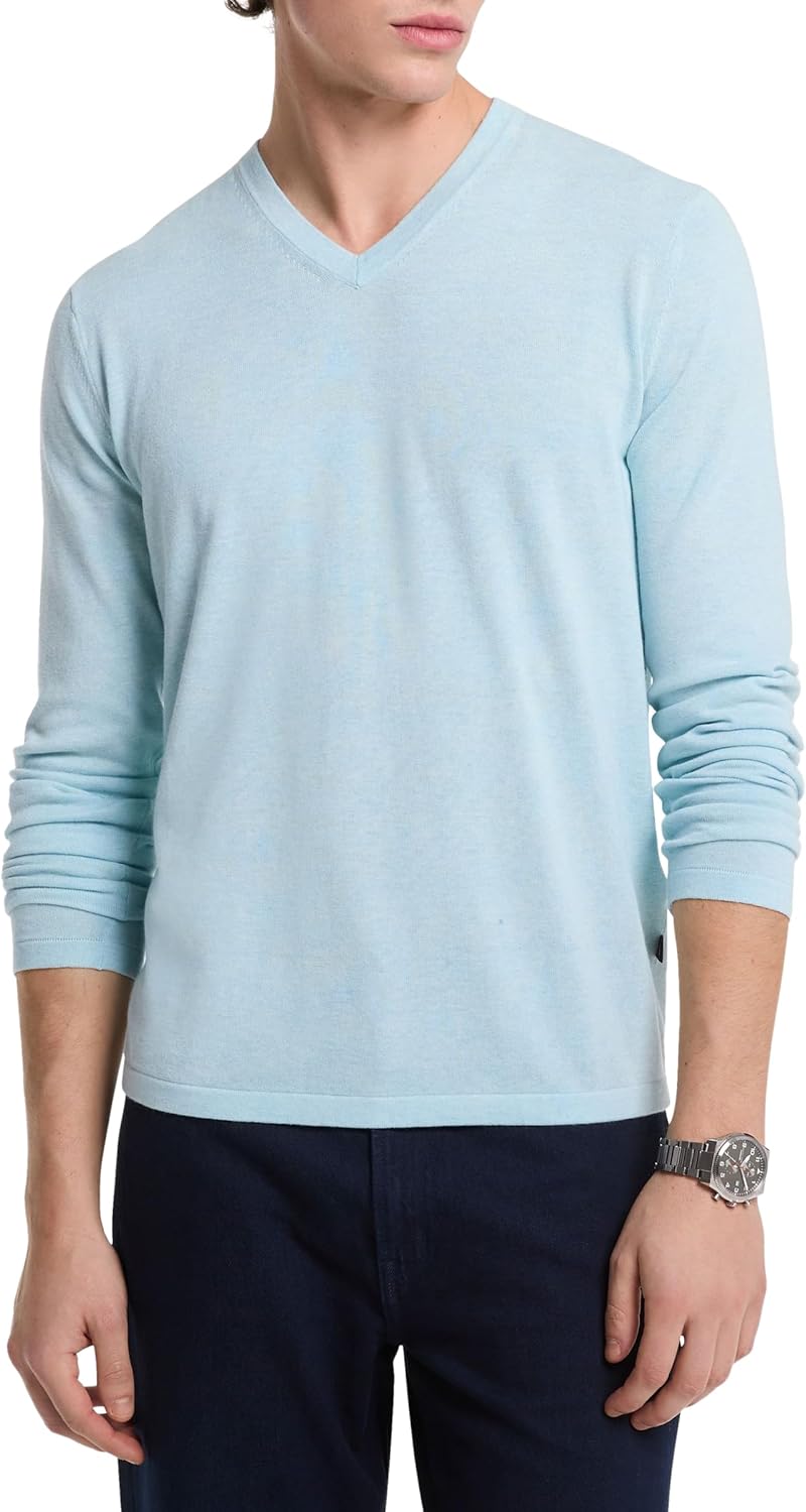

Футболка Michael Kors Mens Cotton V-Neck Sweater, Chambray Melange