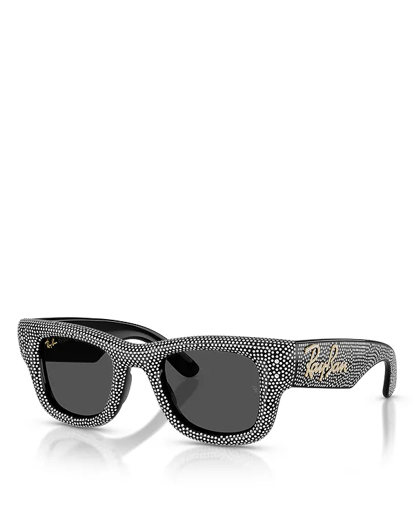 

Солнцезащитные очки A$Ap Wayfarer Puffer Crystal Pavé Edition квадратной формы, 47 мм Ray-Ban, серый