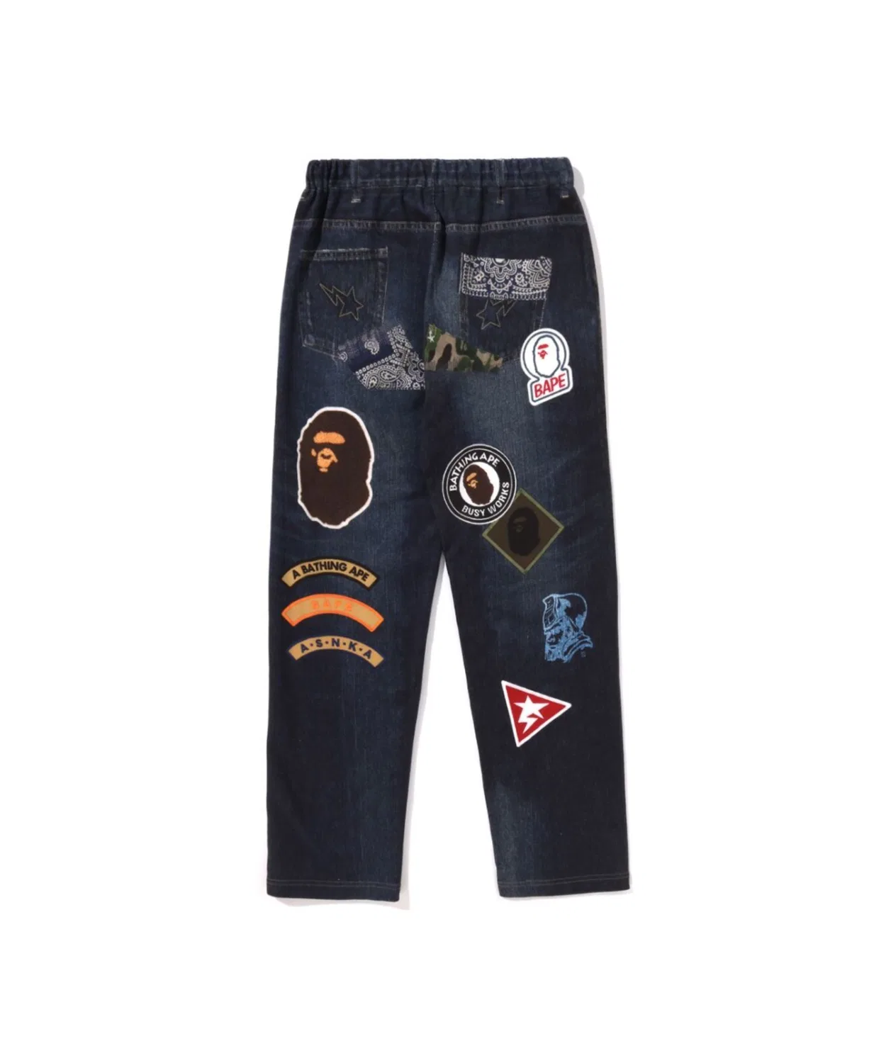 Спортивные штаны с принтом деним, BAPE, 100% хлопок, тёмно-синий — фото 2