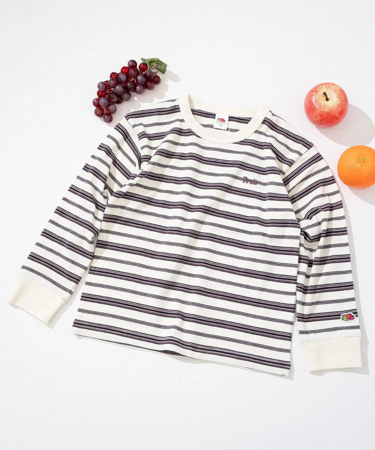 Детская полосатая футболка FRUIT OF THE LOOM хлопковая синяя — фото 2