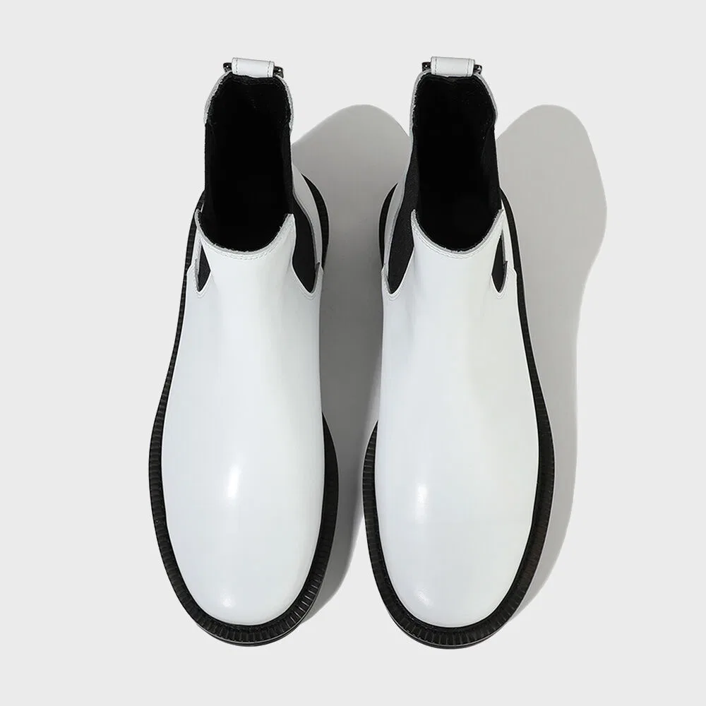Мужские челси на плоской подошве с круглым носком и подошвой Vibram, цвет Cream White, от Firenze.A