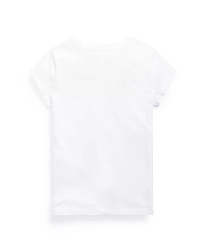 Футболка с коротким рукавом из хлопкового джерси для больших девочек Polo Ralph Lauren, белый — фото 2