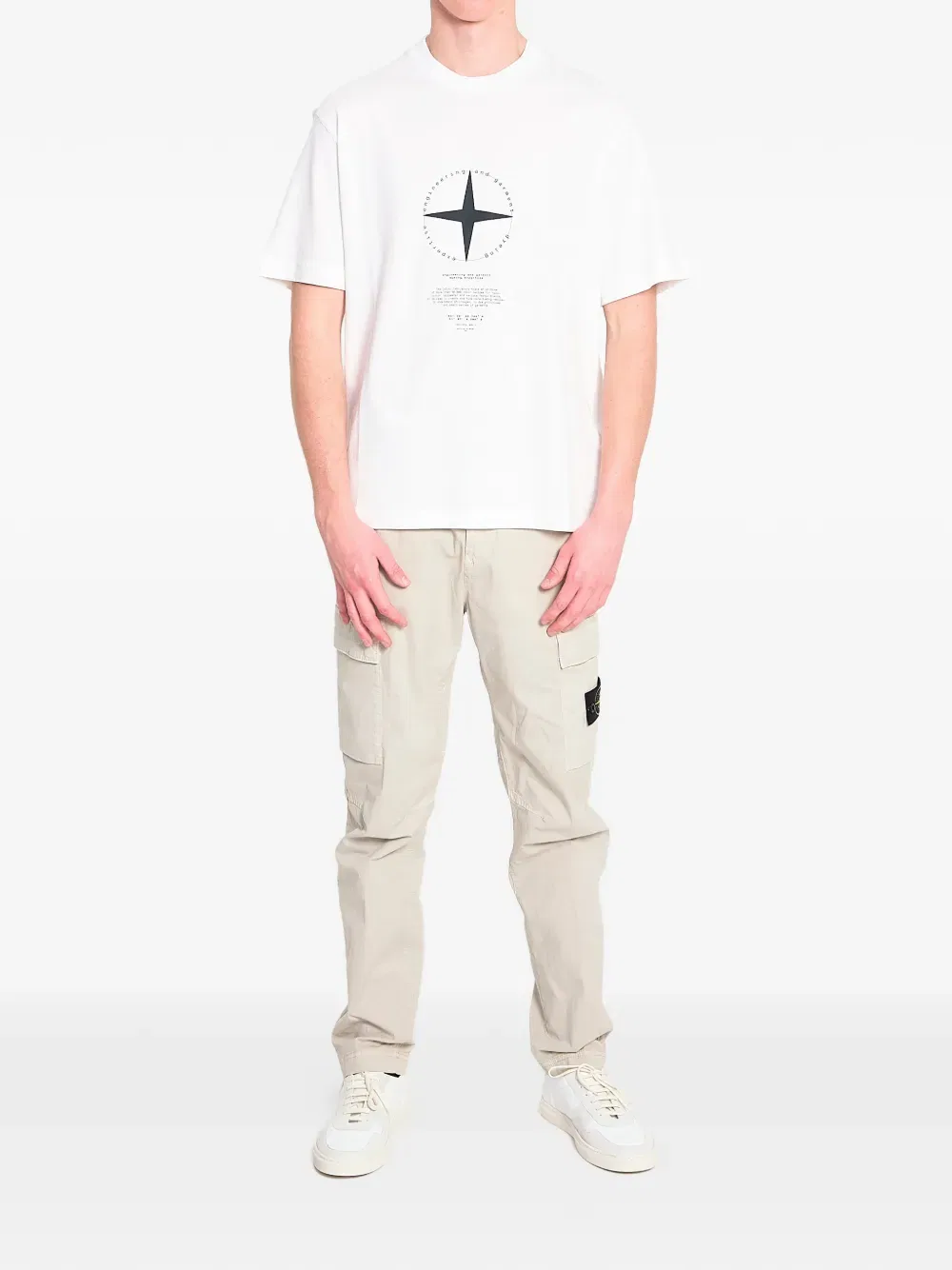 Футболка с круглым вырезом и принтом Stone Island, белый — фото 2