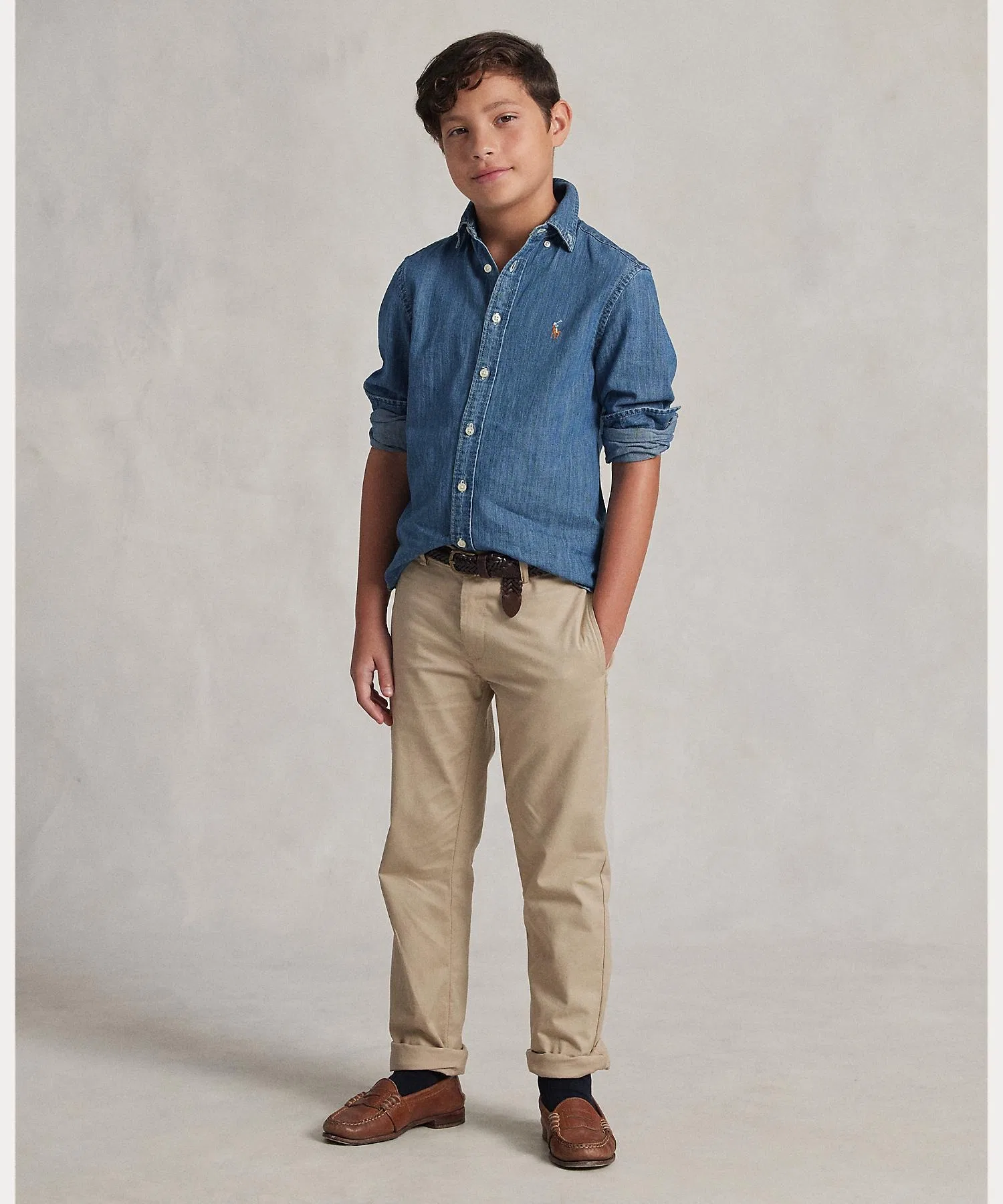 Детская рубашка POLO RALPH LAUREN CHILDRENSWEAR из хлопка — фото 4