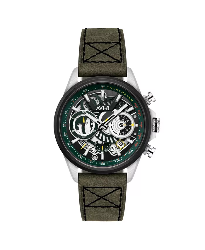 

Мужские часы Hawker Harrier Matador Chronograph с зеленым кожаным ремешком, 44 мм AVI-8