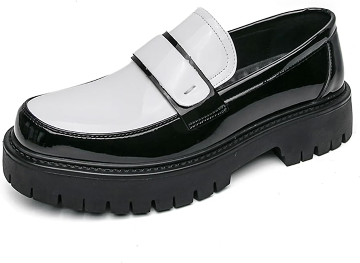 

Мужские кожаные слипоны с платформой, кисточками, противоскользящие туфли с низким верхом, круглым носком и массивной подошвой для работы и повседневной носки Generic, белый