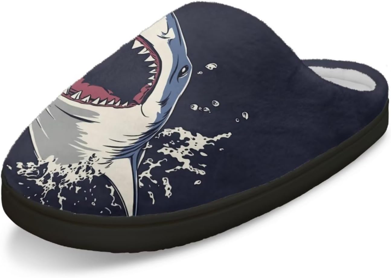 

Домашние тапочки для женщин и мужчин, размеры 4-12, плюшевые, ультрамягкие, уютные, без шнурков Fuojuvelie, Shark