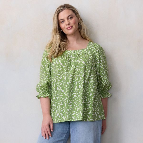 

Топ-хоп большого размера с квадратным вырезом в стиле кэжуал Lc Lauren Conrad, цвет dk green maisy mod