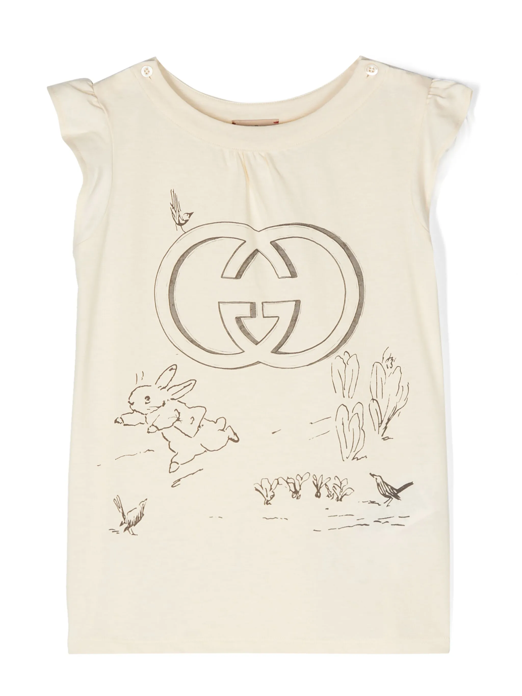 

Футболка с логотипом Gucci Kids, бежевый