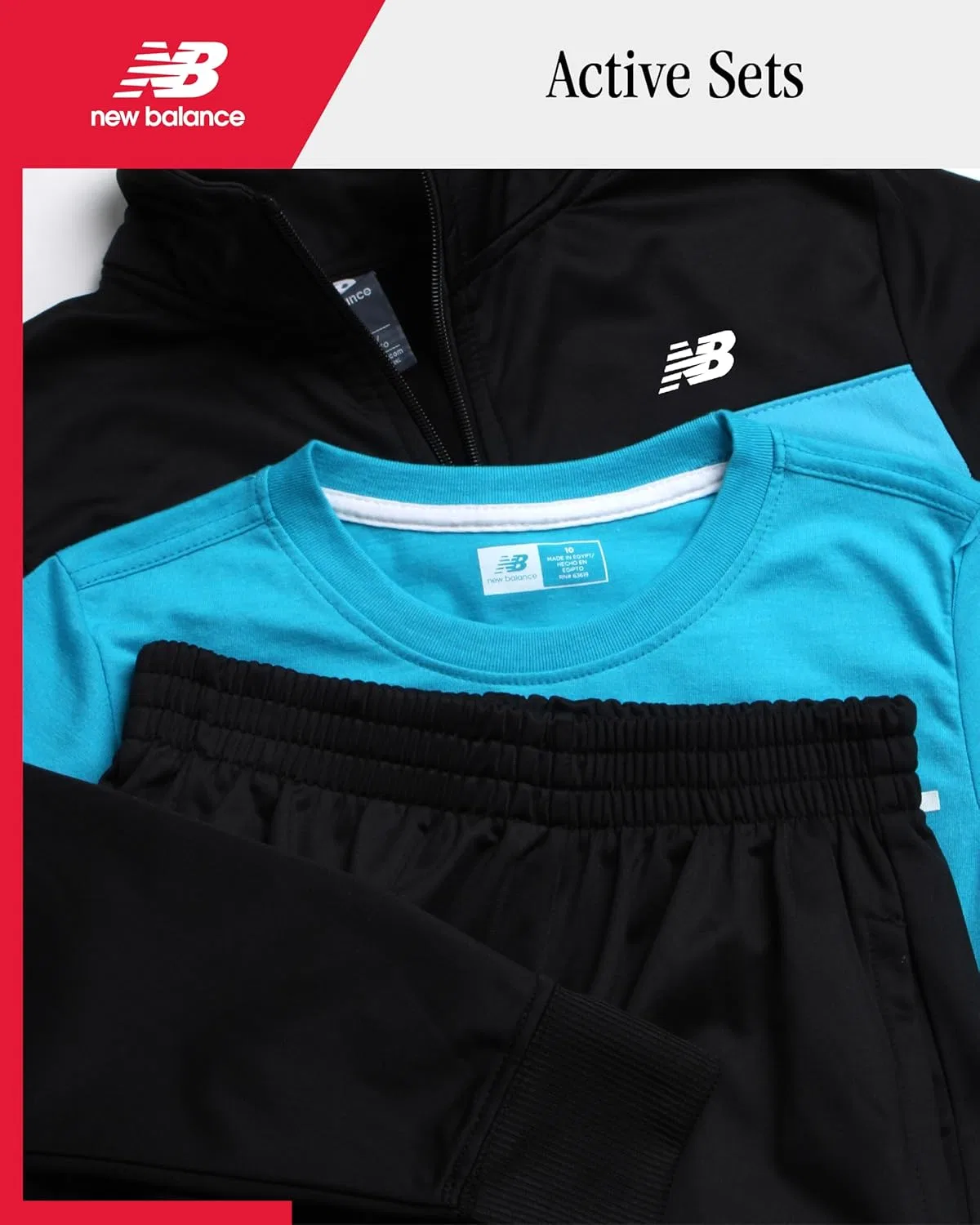 Детский спортивный костюм New Balance, 3 предмета, черный — фото 2