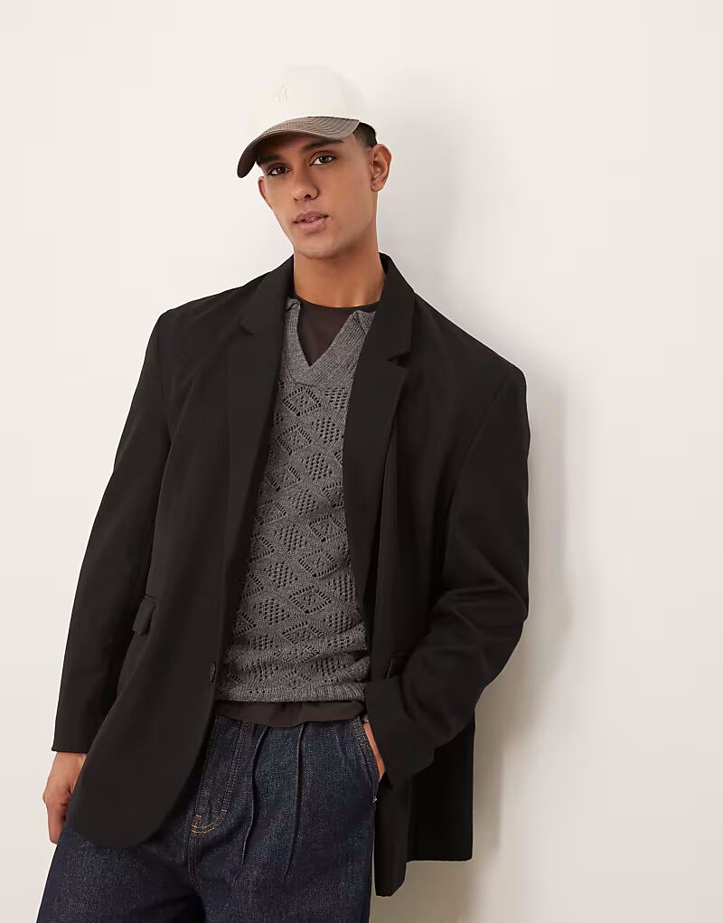 

Свободный блейзер ASOS DESIGN черного цвета