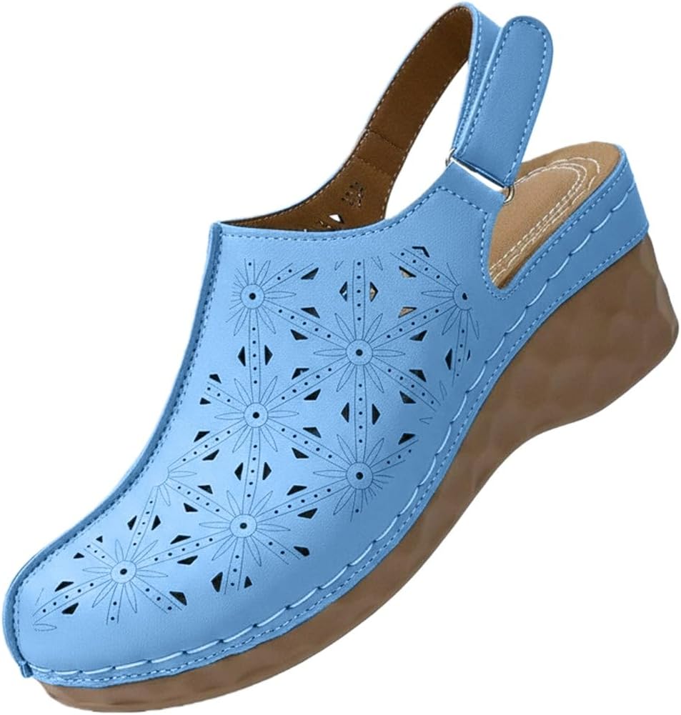 

Женские сандалии с закрытым носком с поддержкой свода стопы, дышащие с вырезами, удобные сандалии на лето на платформе с открытой пяткой, повседневная обувь для прогулок, ортопедическая обувь Toumov, небесно-голубой