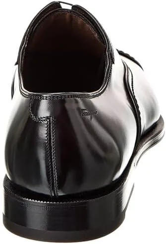Мужские официальные черные туфли-оксфорды Salvatore Ferragamo из натуральной кожи SEUL (EE/широкие) с закрытым мыском и прошитой подошвой, черный — фото 2
