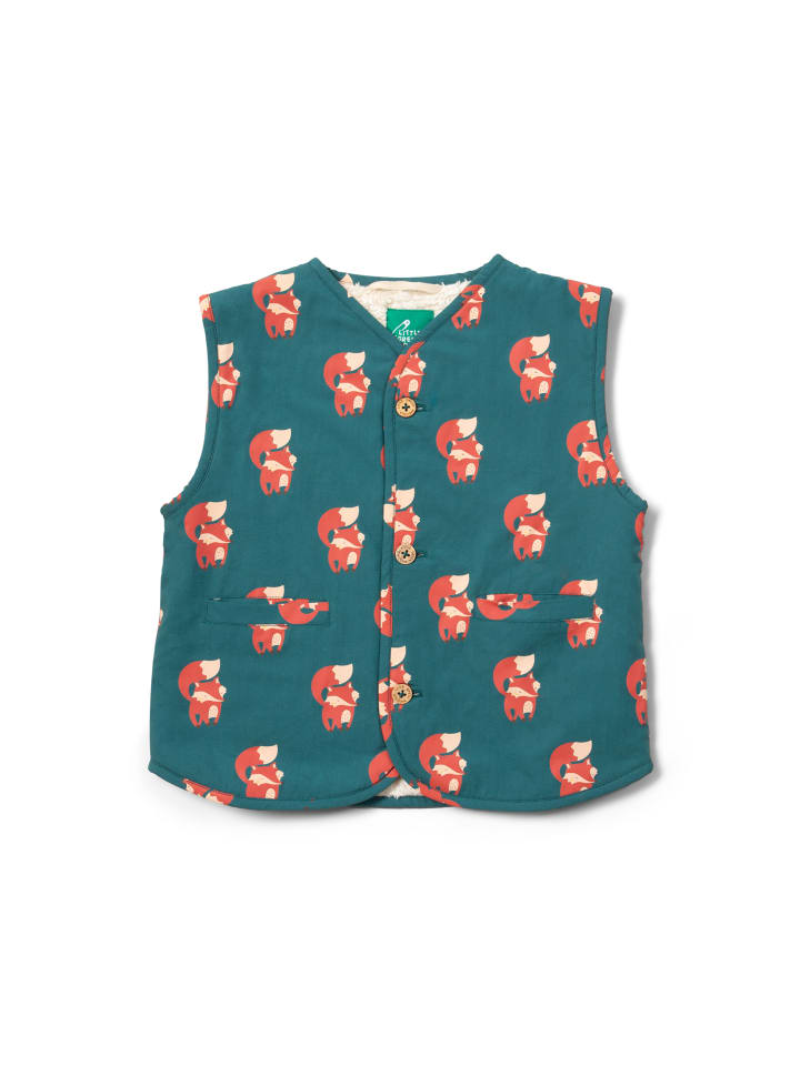 

Little Green Radicals Двусторонний жилет синего цвета, подкладка из шерсти шерпа