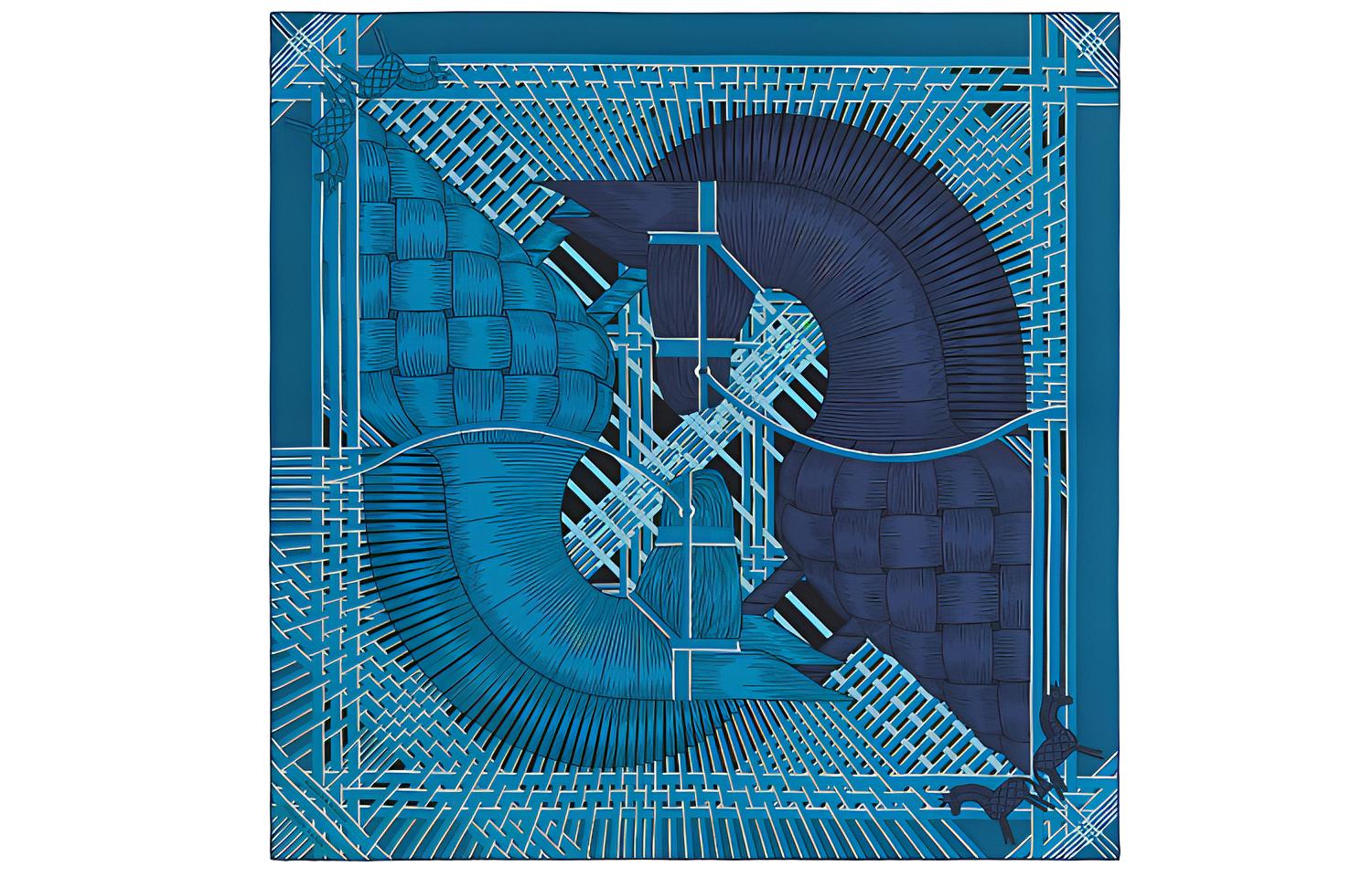 

HERMES Шёлковый шарф, Blue