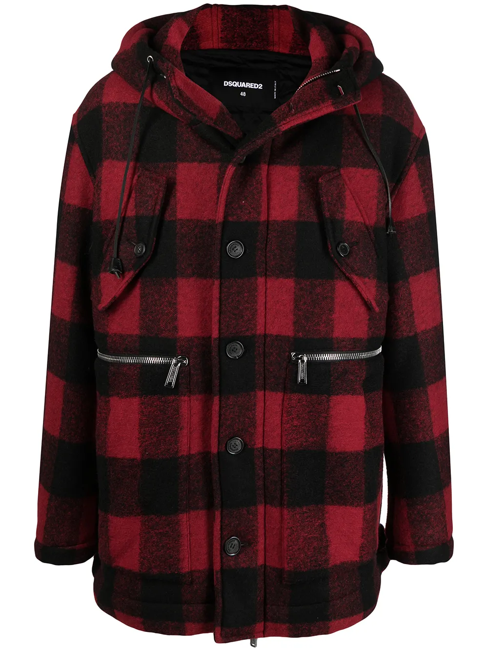 

Однобортное пальто в клетку DSQUARED2, красный