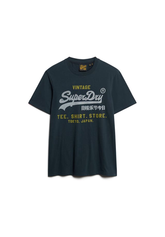 

Футболка - футболка vi heritage casual tee хлопок круглый вырез логотип однотонная Superdry., синий