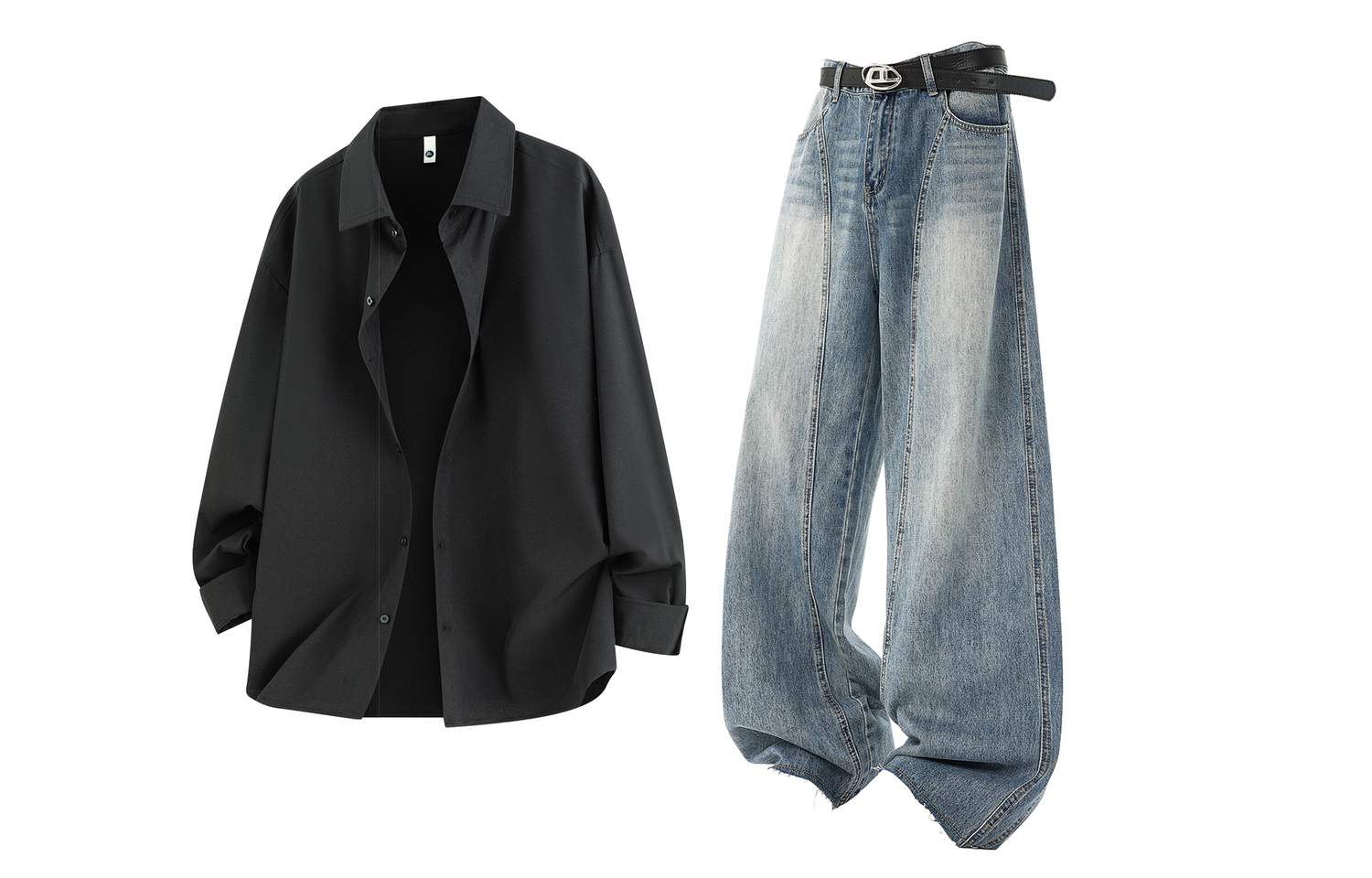 

Повседневная спортивная одежда Unisex с лацканом Moderate X1617, черный top+синий pants