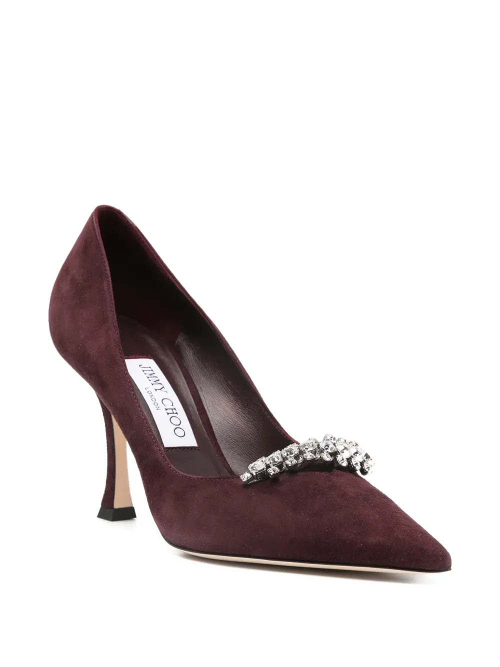 Туфли-лодочки с острым носком, украшенные кристаллами, 90 мм JIMMY CHOO, красный — фото 2