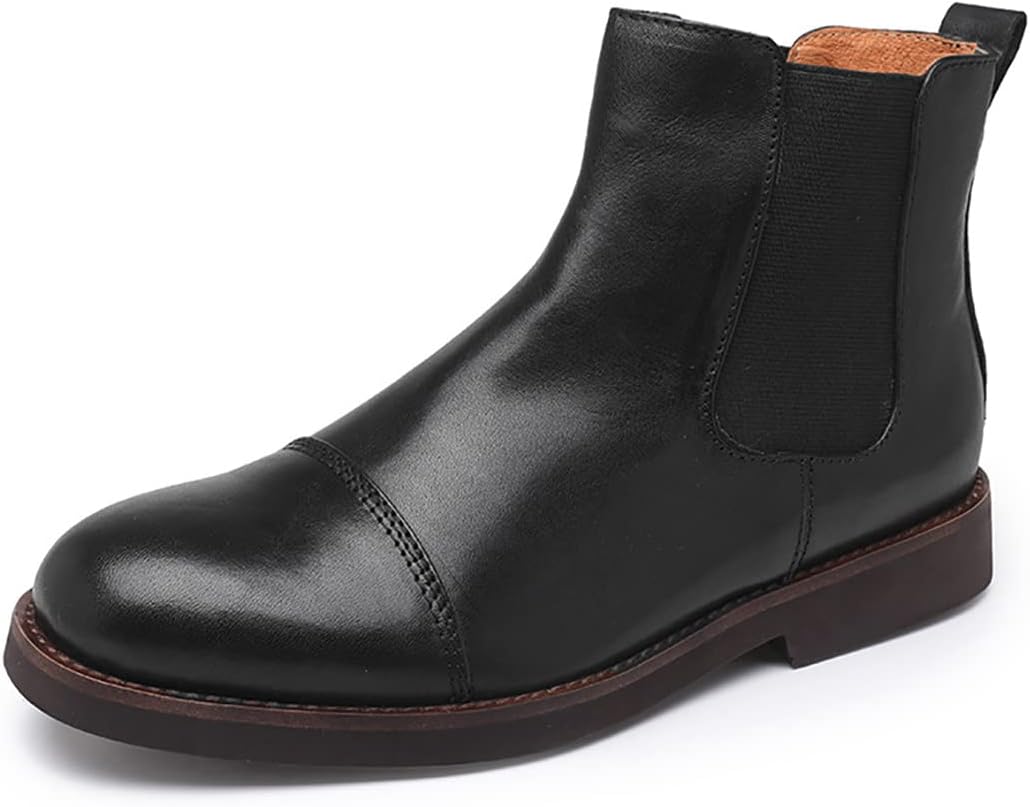 

Мужские повседневные ботинки-челси Santimon на щиколотку, без застежки, с круглым носком, из натуральной кожи, классические, ретро, стильные, для бизнеса, свадеб, вечеринок и западного балла, черный