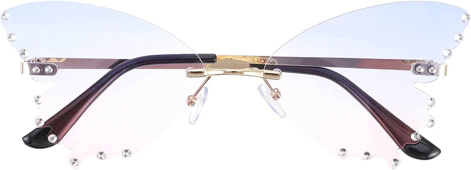 

Солнцезащитные очки без оправы в стиле «бабочка» для женщин. Модные винтажные креативные солнцезащитные очки в стиле 90-х. Забавные очки в форме облака для дискотек NUOBESTY, Multi