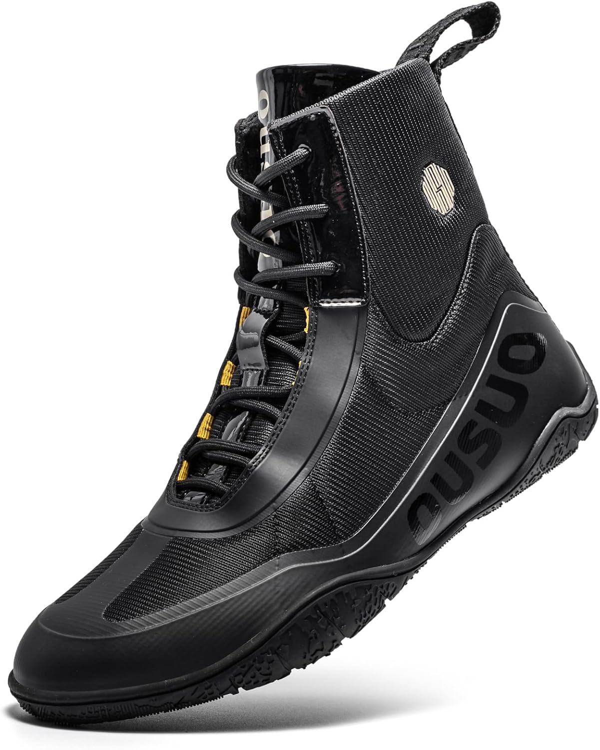 

Мужские борцовские кроссовки Боксерские кроссовки Высокие фитнес-кеды Обувь для тяжелой атлетики Бойцовская обувь С подошвой с нулевым перепадом Ousuo, черный