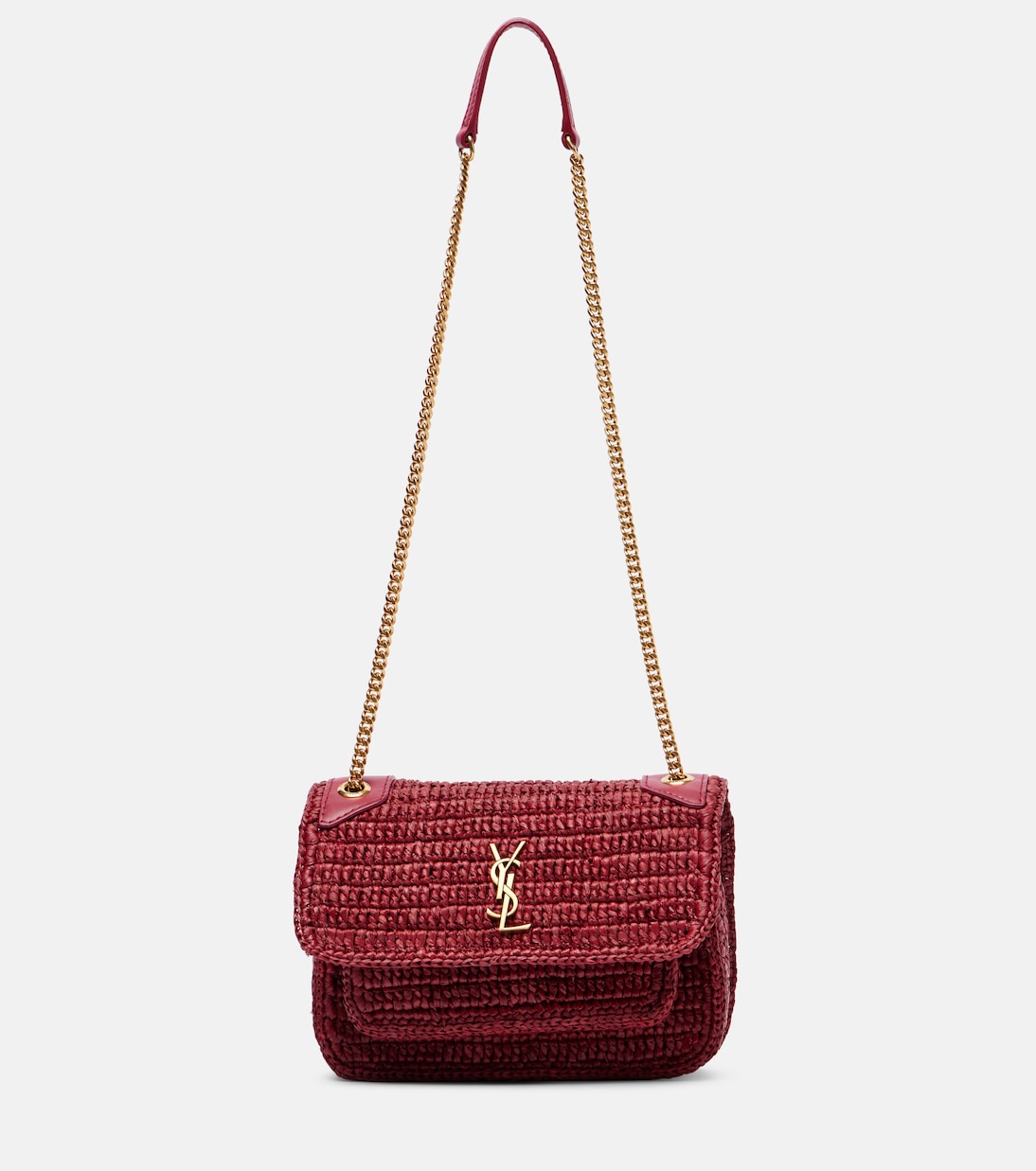 

Ники Мини рафия сумка через плечо Saint Laurent, Raspberry Pink