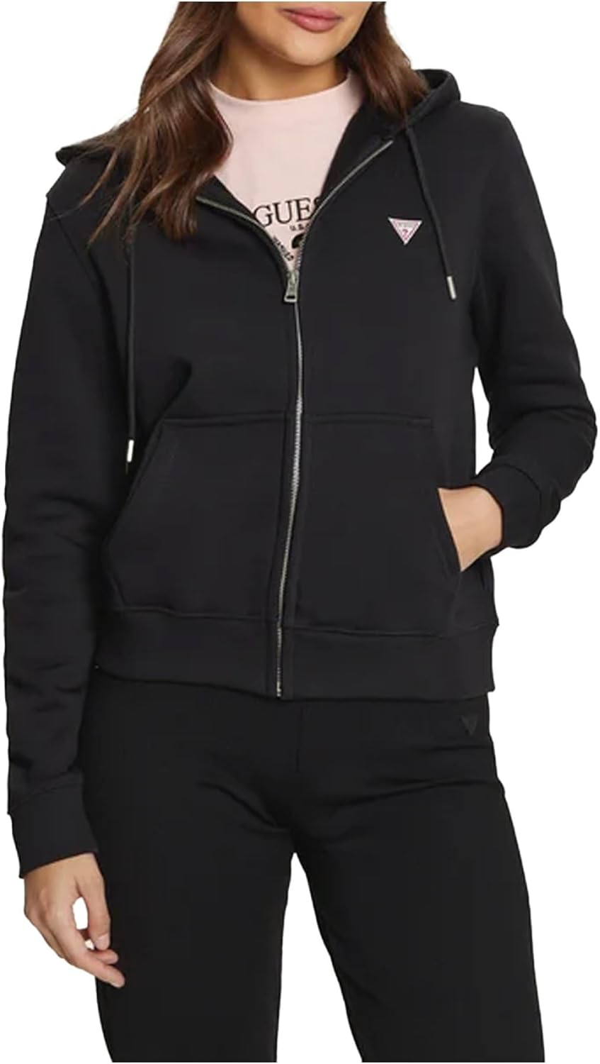 

GUESS мини свитшот на молнии с нашивкой, Black, Черный, GUESS мини свитшот на молнии с нашивкой, Black