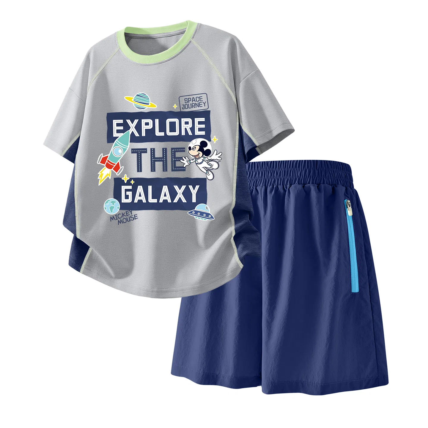 Детский спортивный костюм Casual Sportswear 2 Piece Set Disney, Dido K Green+Solid Color Taro Paste Purple — фото 3
