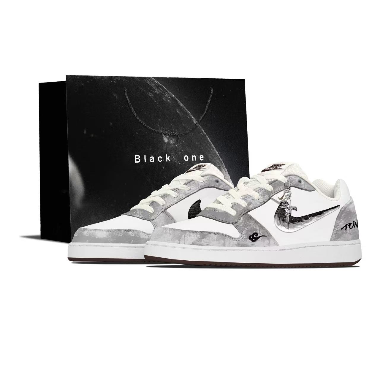 

Nike Eberson starlight ruins амортизирующие, износостойкие низкие кроссовки для скейтбординга мужские black white gray