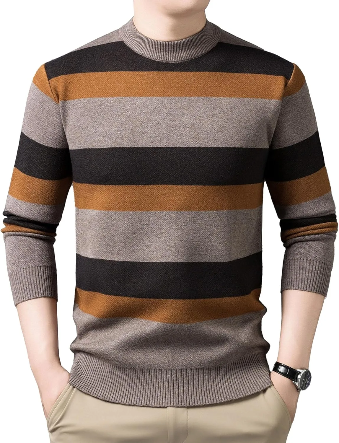 Мужской свитер Vintage Stripe с мягкой эластичной посадкой Slim Fit