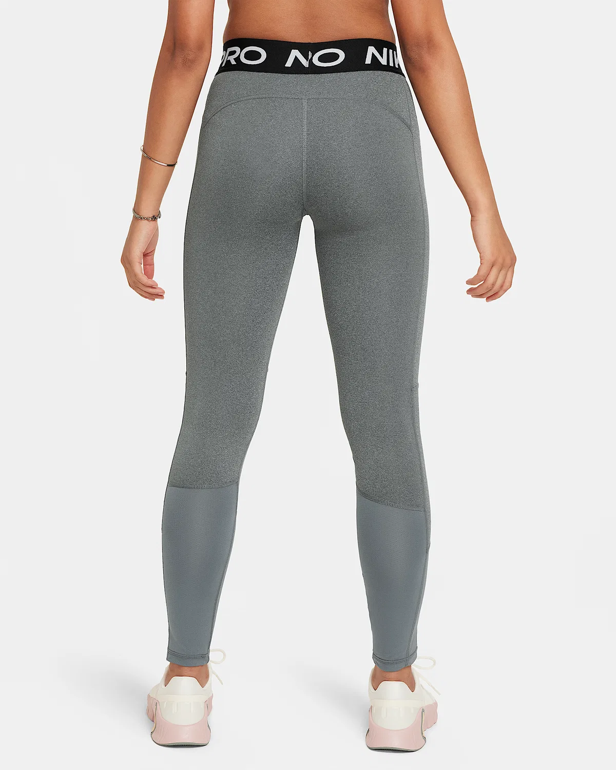 Детские леггинсы Nike Pro Dri-FIT для девочек, Carbon Heather/White — фото 2
