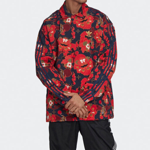 Куртка adidas LNY COACH Jacket COLLEGIATE NAVY / SCARLET / MULTICOLOR / GOLD METALLIC, красный — фото 3