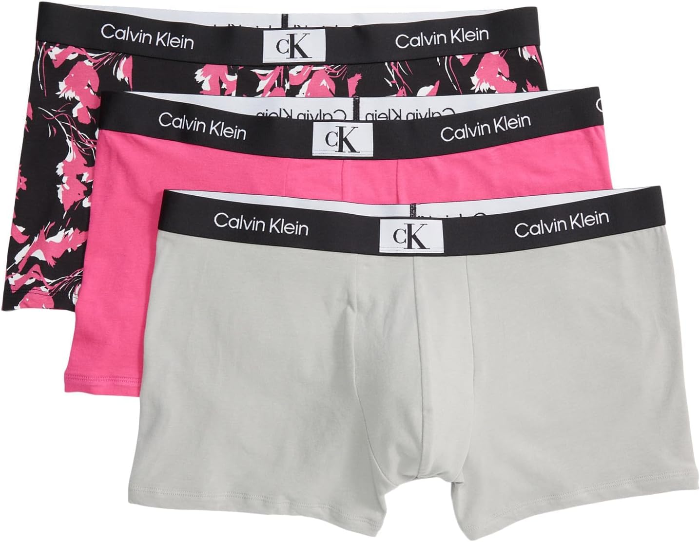 

Calvin Klein 1996 Хлопковые трусы-боксеры, упаковка 3 пары, Ripple Floral/Fuchsia Rose/Fuchsia Rose/Authentic Grey