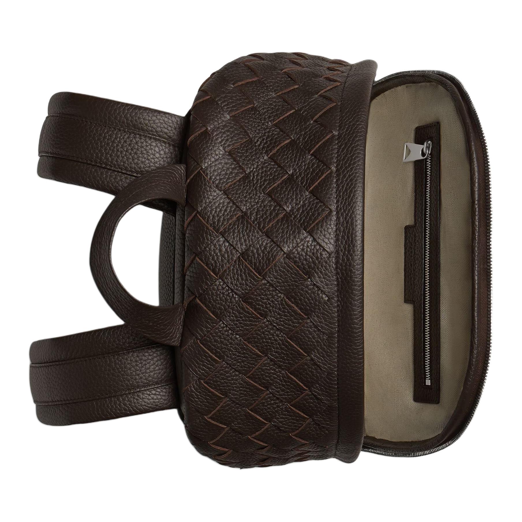 Bottega Veneta Рюкзак мужской из телячьей кожи intrecciato цвет chocolate brown — фото 4