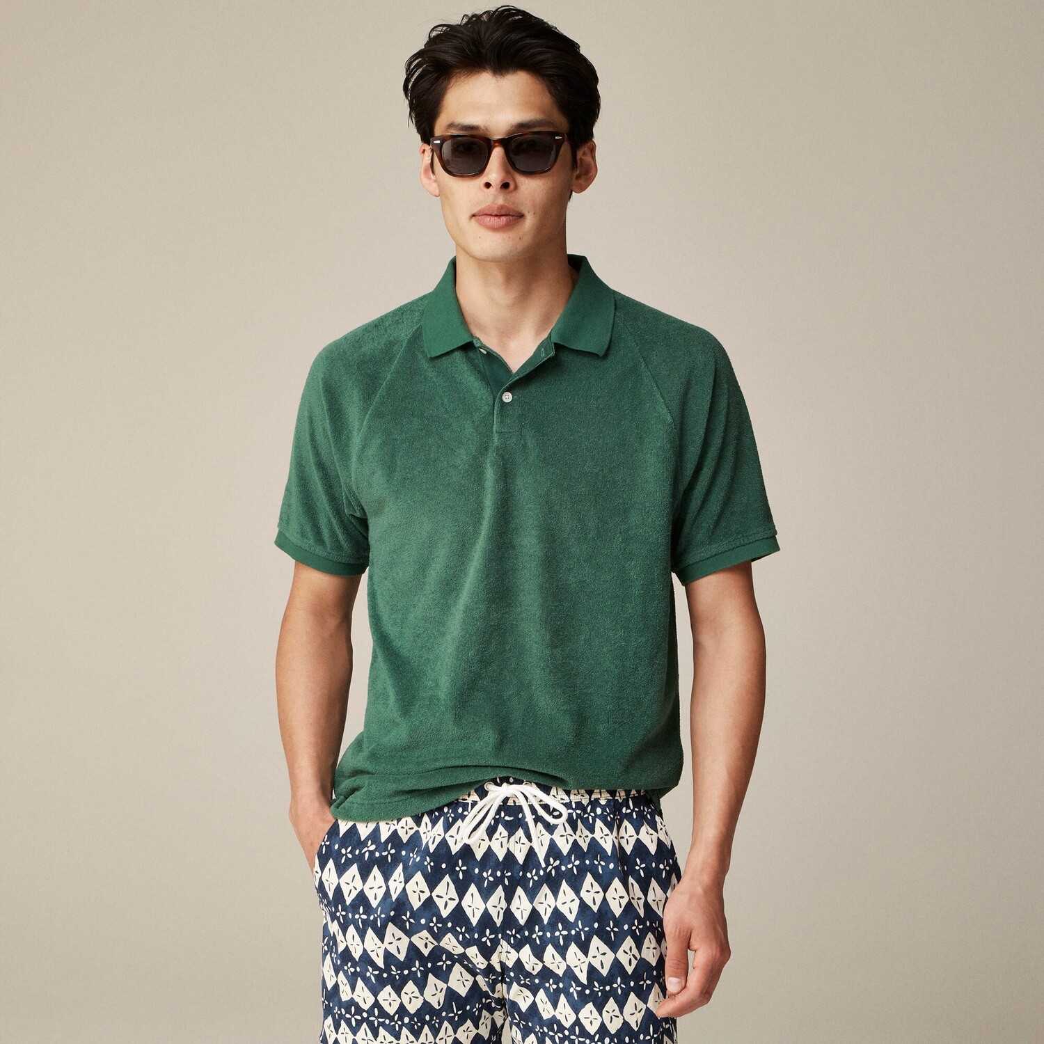 

Рубашка-Поло из махровой ткани J.Crew, зеленый