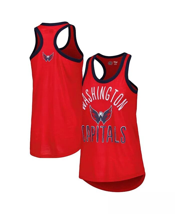 

Женская красная майка Washington Capitals First Base Racerback с круглым вырезом G-Iii 4Her By Carl Banks