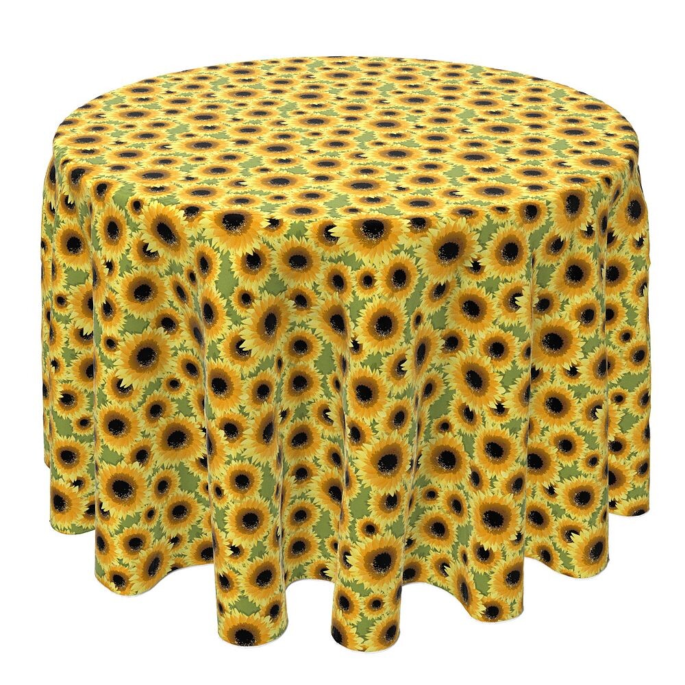 

Круглая скатерть, 100% хлопок, 60 круглых дюймов, букет подсолнухов. Fabric Textile Products, желтый