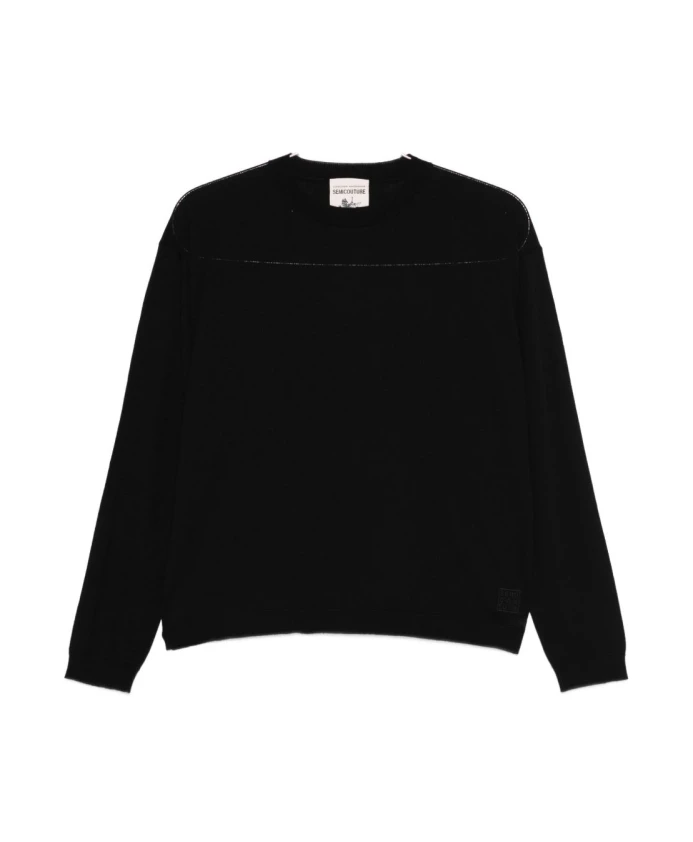 

Черный шерстяной свитер с круглым вырезом Semicouture, черный