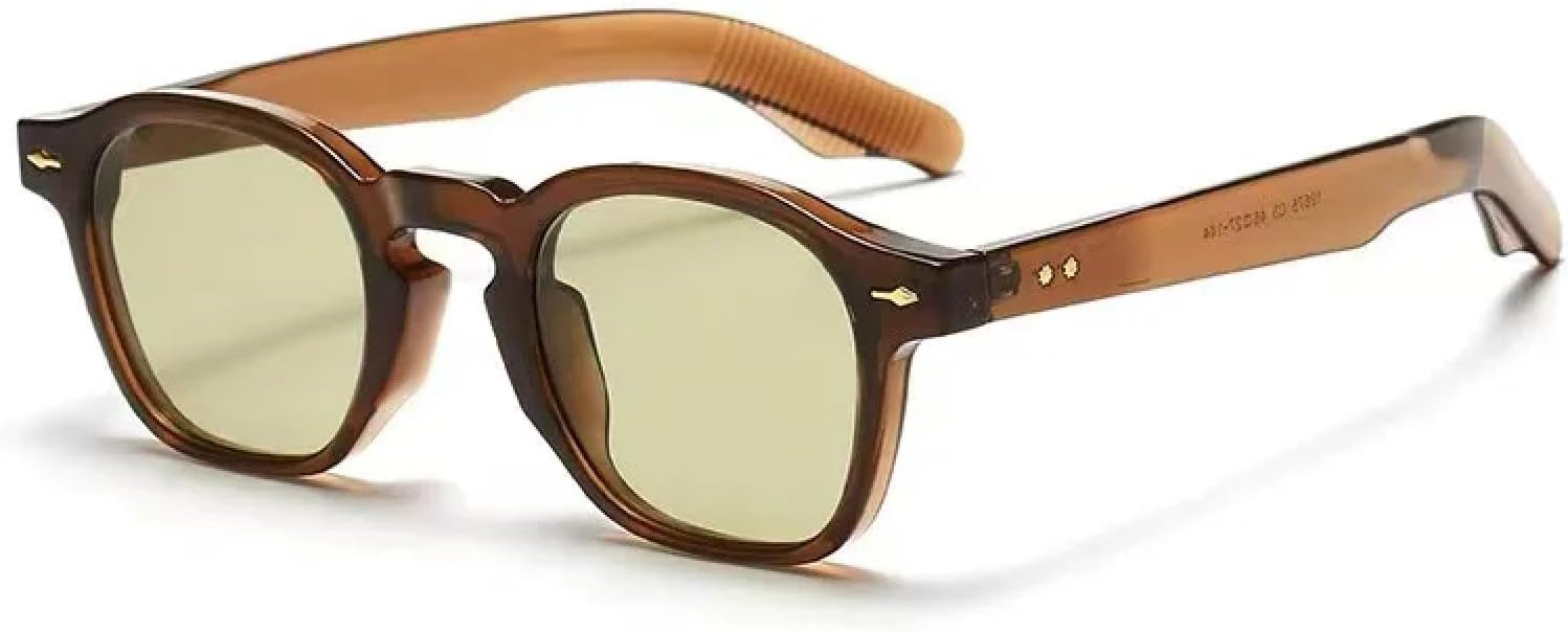 

Солнцезащитные очки с защитой UV400 | Прозрачная оправа с заклепками в стиле панк | Для женщин и мужчин | Для занятий спортом на открытом воздухе и вождения DSVIGF, Brown