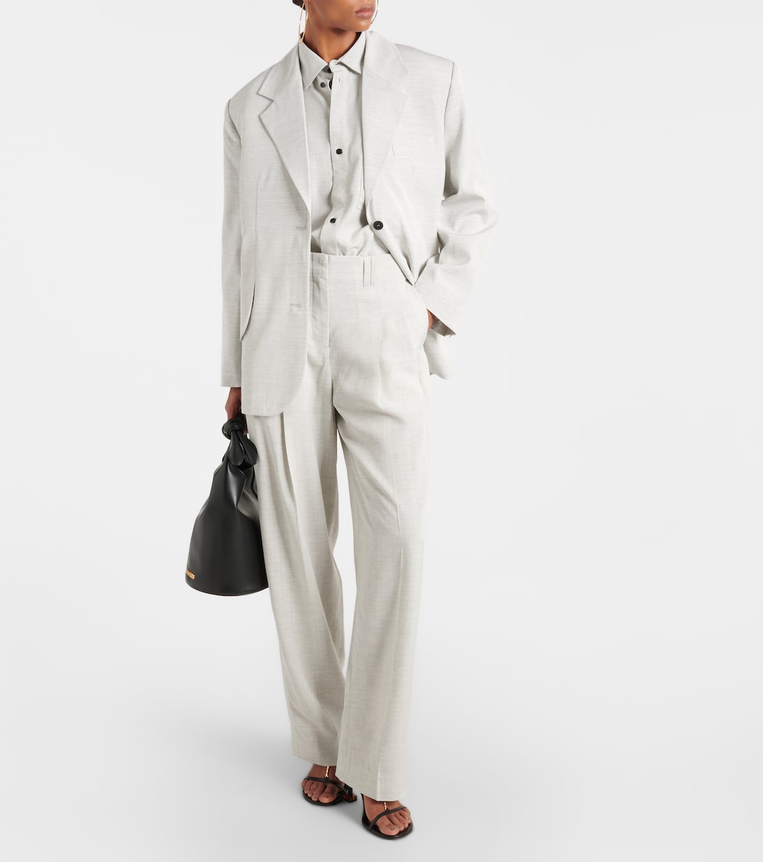 Брюки Le pantalon Titolo с завышенной талией Jacquemus, Light Grey — фото 2
