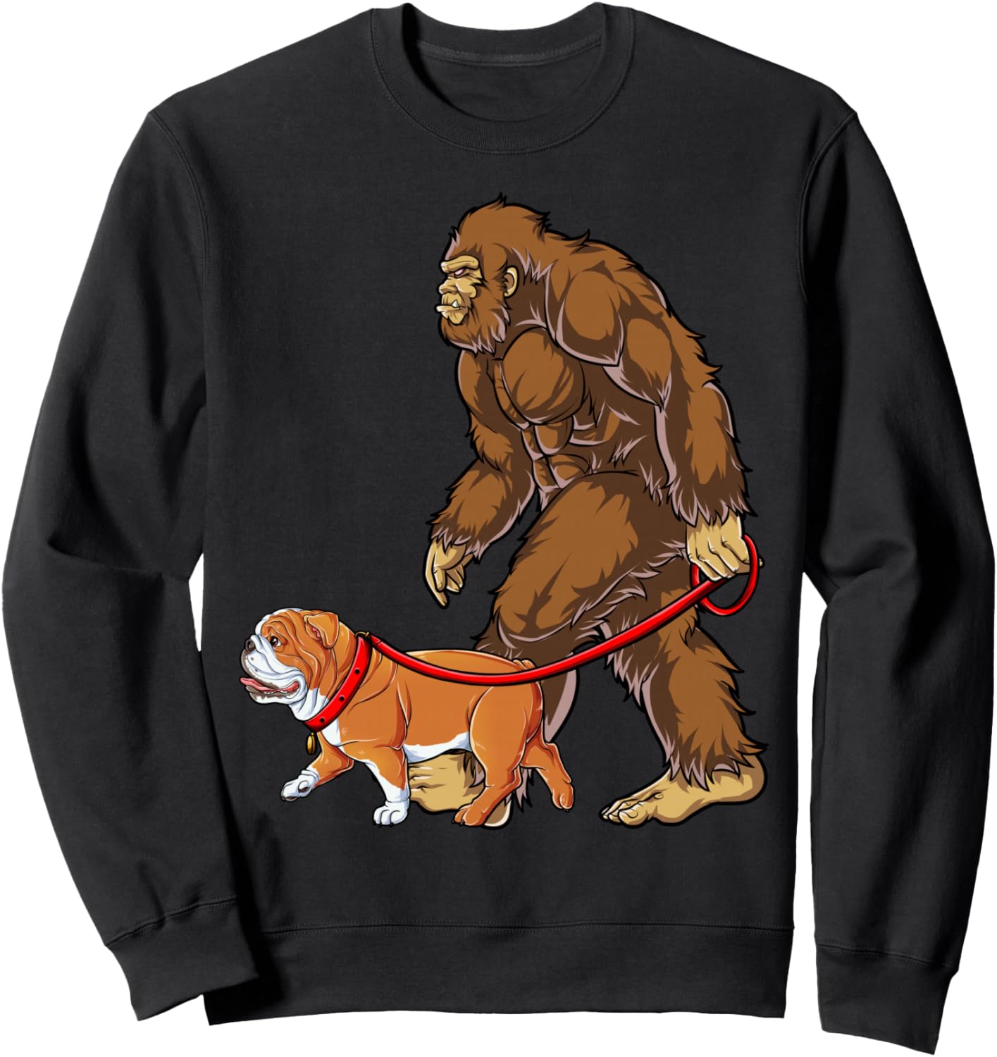 

Толстовка с изображением Бигфута, собаки и английского бульдога, подарок для любителей сасквоча English Bulldog Du Clothing, черный