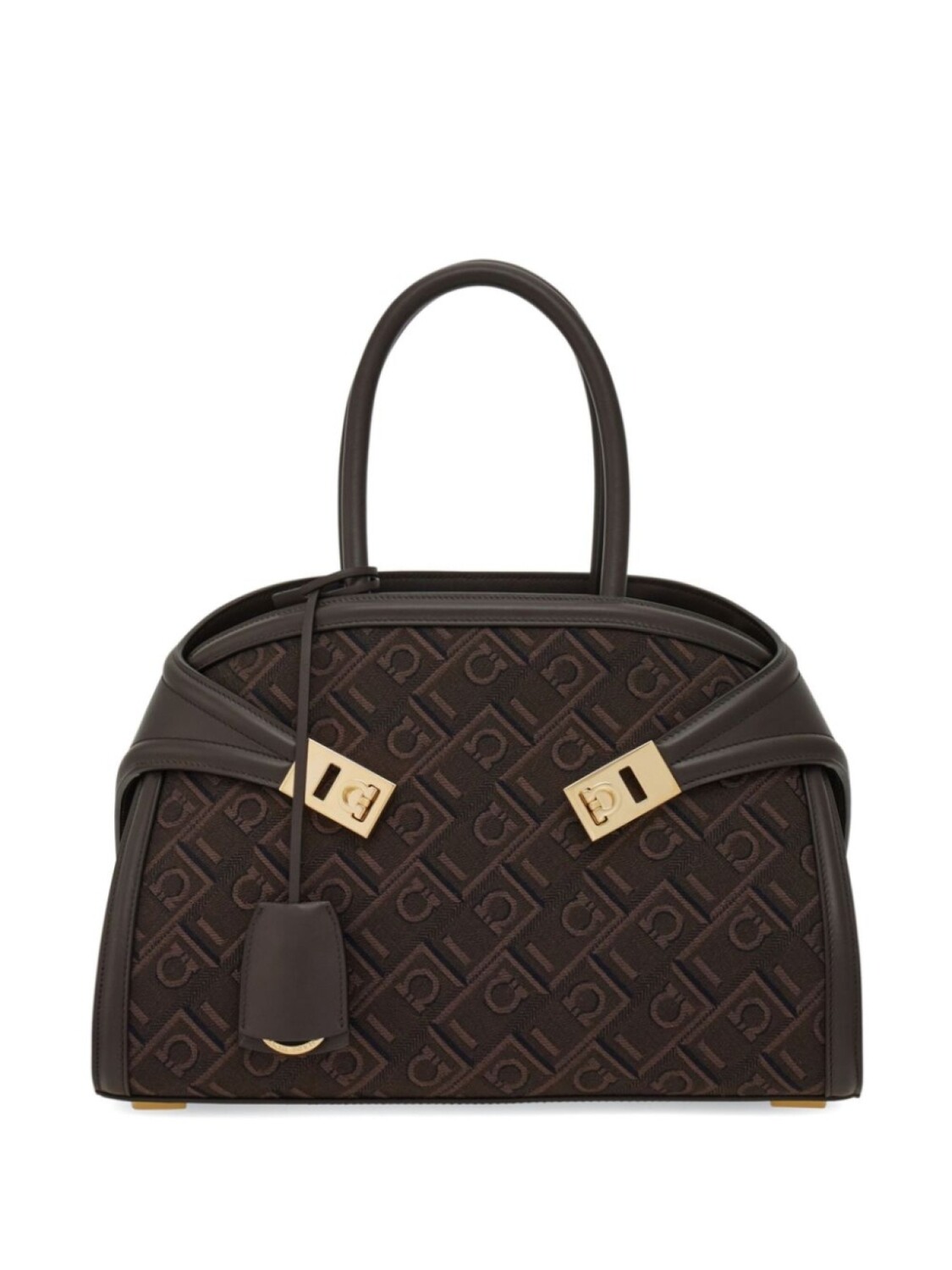 

Ferragamo маленькая жаккардовая сумочка Hug, коричневый