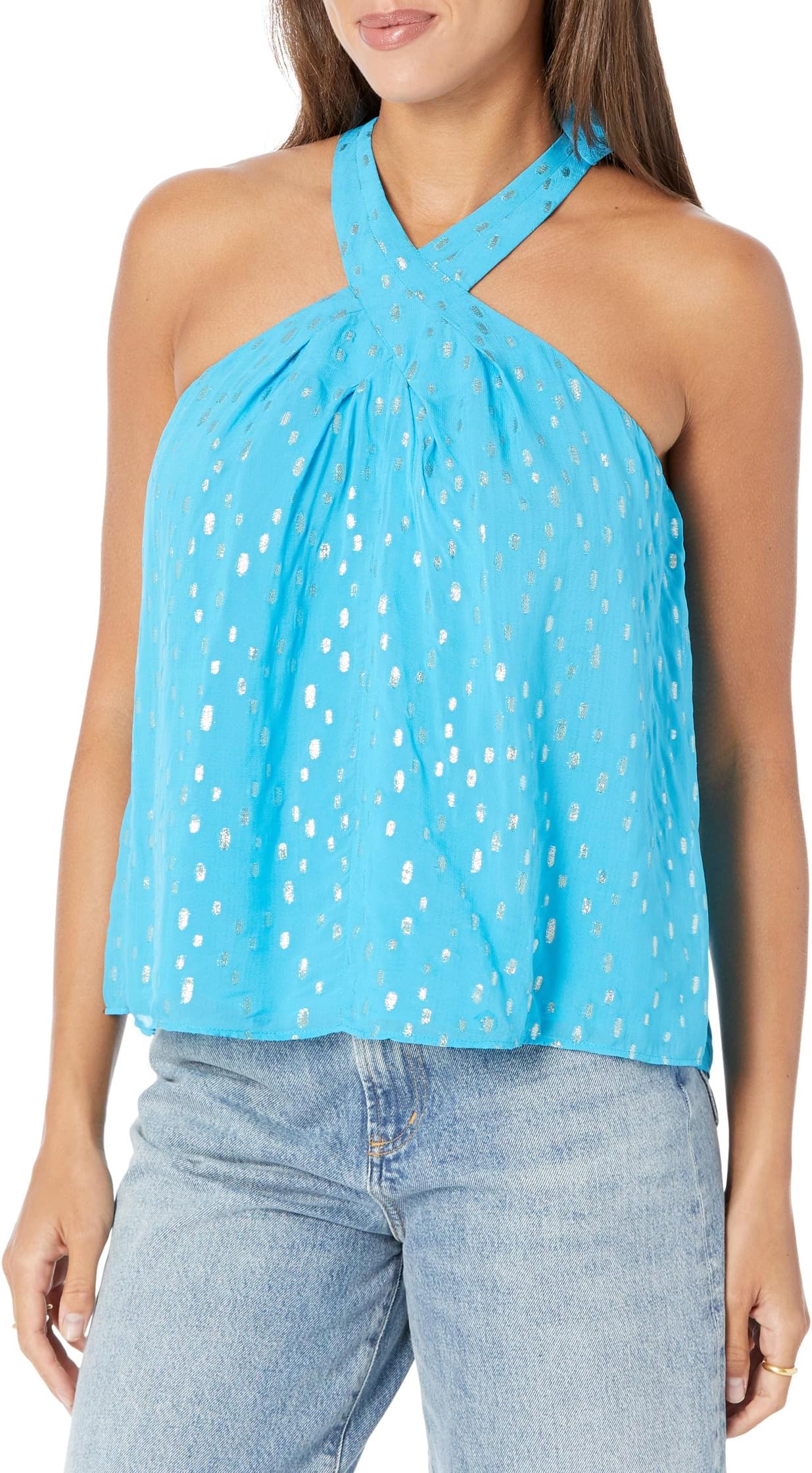 

Топ Rori Halter Top Lilly Pulitzer, цвет Cumulus Blue Viscose Metallic Clip Dobby