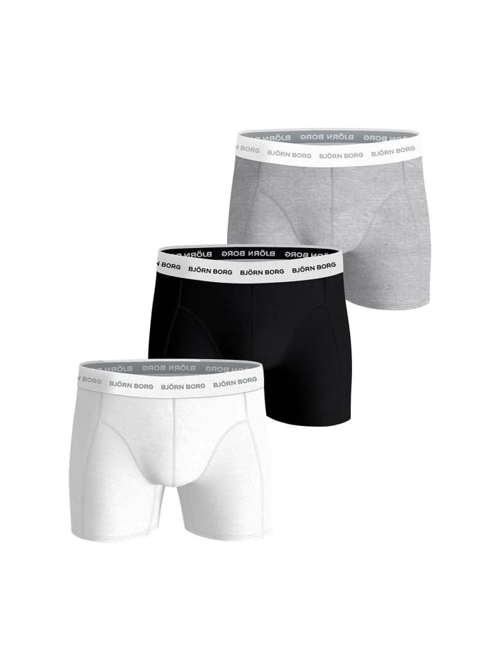 

Björn Borg Комплект из 3 боксерских трусов: черный/белый/серый