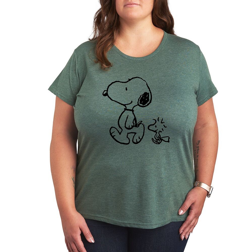 

Футболка Plus Peanuts Snoopy Woodstock Walk с рисунком Licensed Character, цвет Heather Juniper