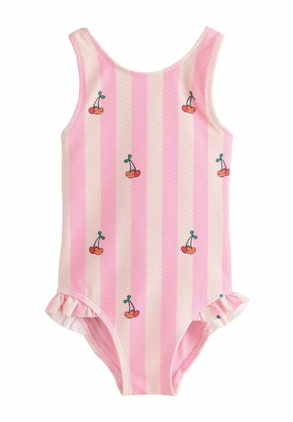 Купальник с оборками на бедрах Next, Pink Cherry Stripe