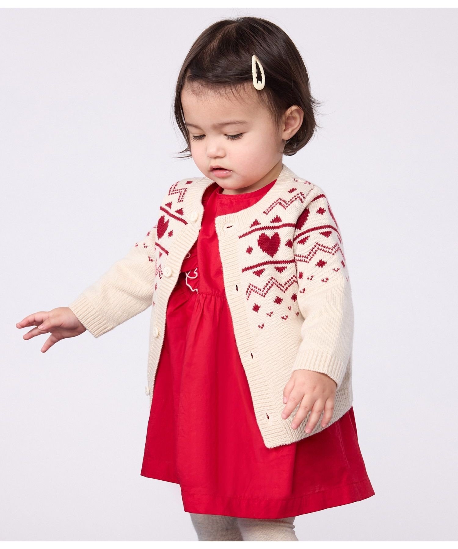 Кардиган PETIT BATEAU, Milky White/Red — фото 4