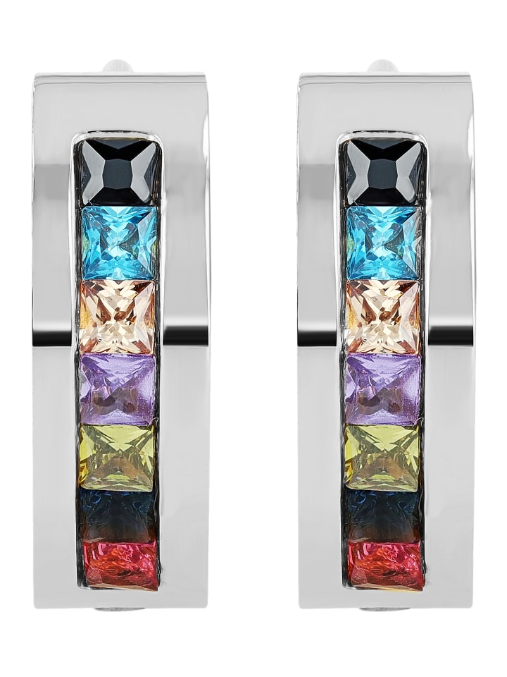 

Adeliás Женские серьги - серьги-кольца на шарнирах из нержавеющей стали со стразами серебристого цвета